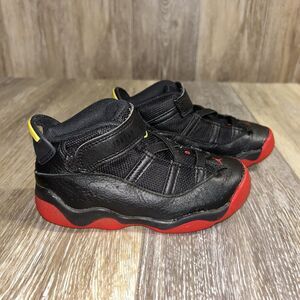 Nike Air Jordan 6 Rings Youth US Size 9C Black Red 323420-063 Sneaker Shoes